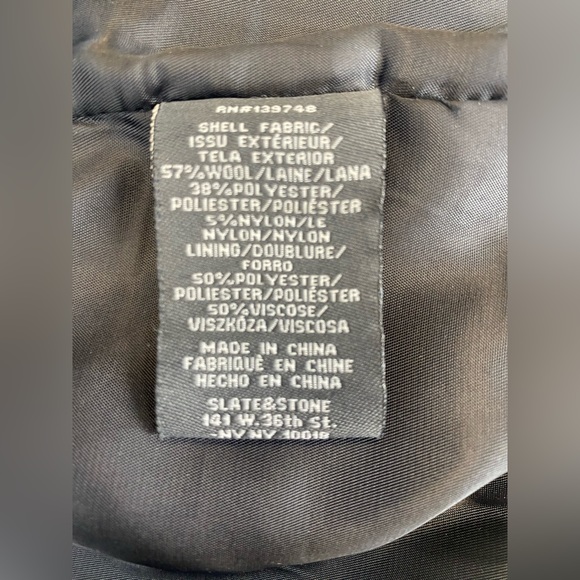 Slate & Stone Wool Blend Bomber Zip Front Jacket Sz XL - Picture 5 of 6